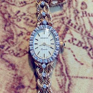 14k Gold Original Geneve Swiss Made with Real Diamonds